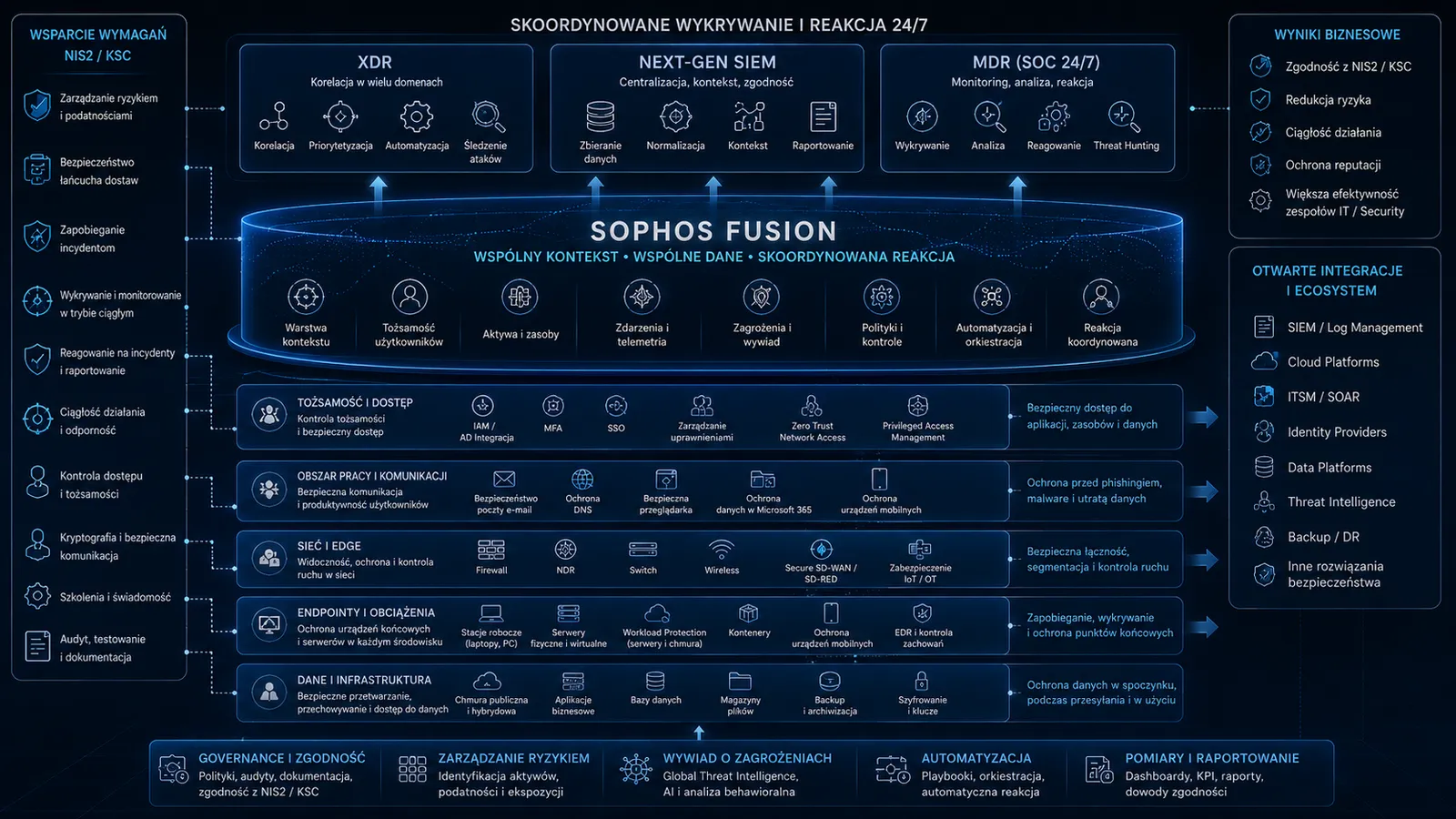 Skoordynowane wykrywanie i reakcja 24/7: XDR, Next-Gen SIEM i MDR wokół Sophos Fusion