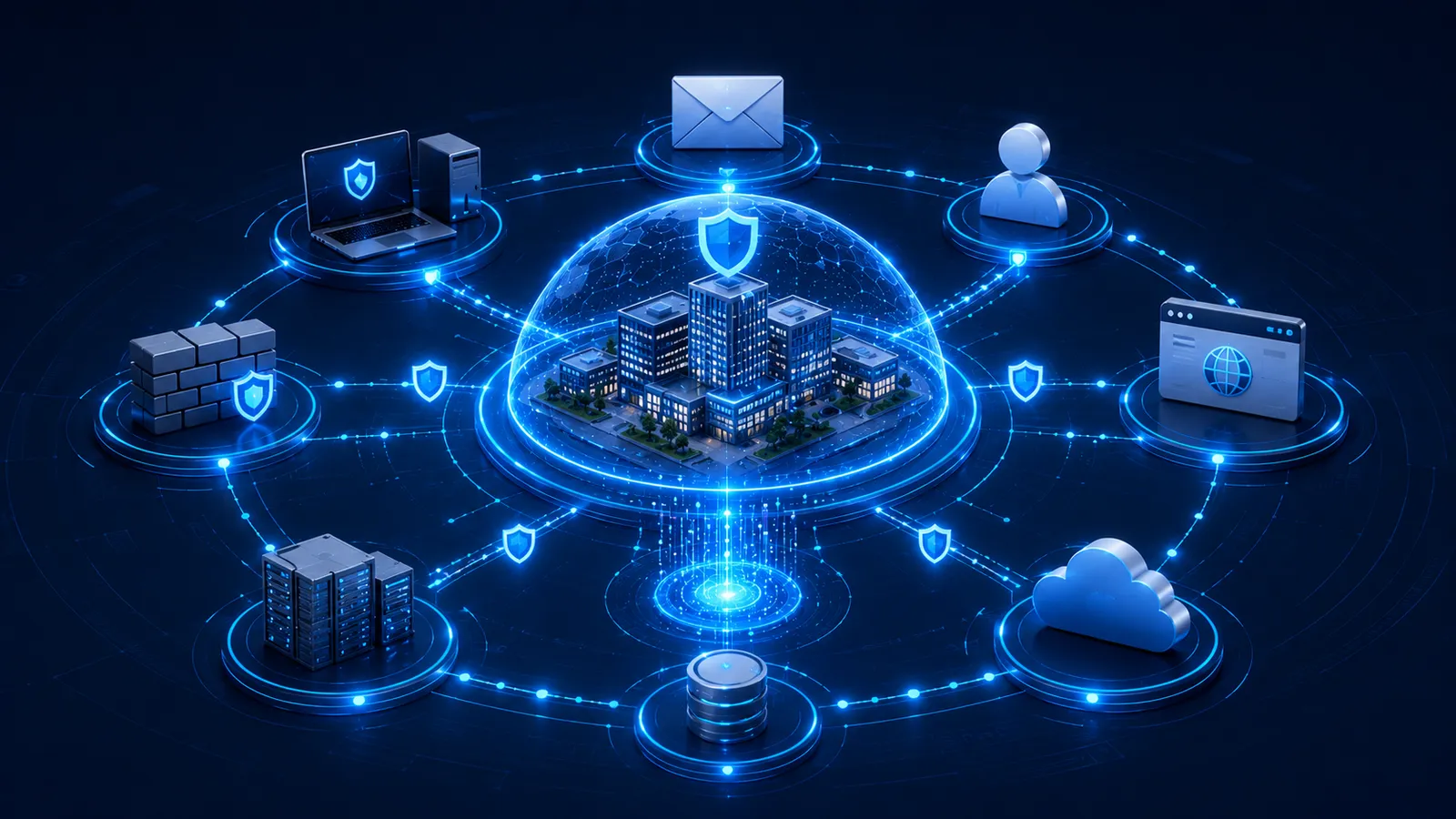 Organizacja chroniona siecią połączonych warstw bezpieczeństwa — spójny system Cyber Defense