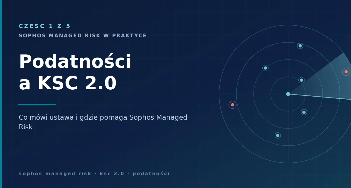 Okładka artykułu: tarcza z listą kontrolną na ciemnym tle i tytuł „Podatności a KSC 2.0”, część 1 z 5.